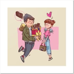 chocolate gift couple lover Posters and Art